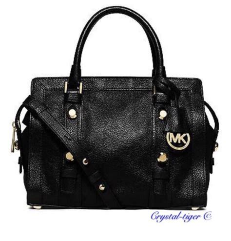 Michael Kors Collins Stud Medium Leather Black Satchel 